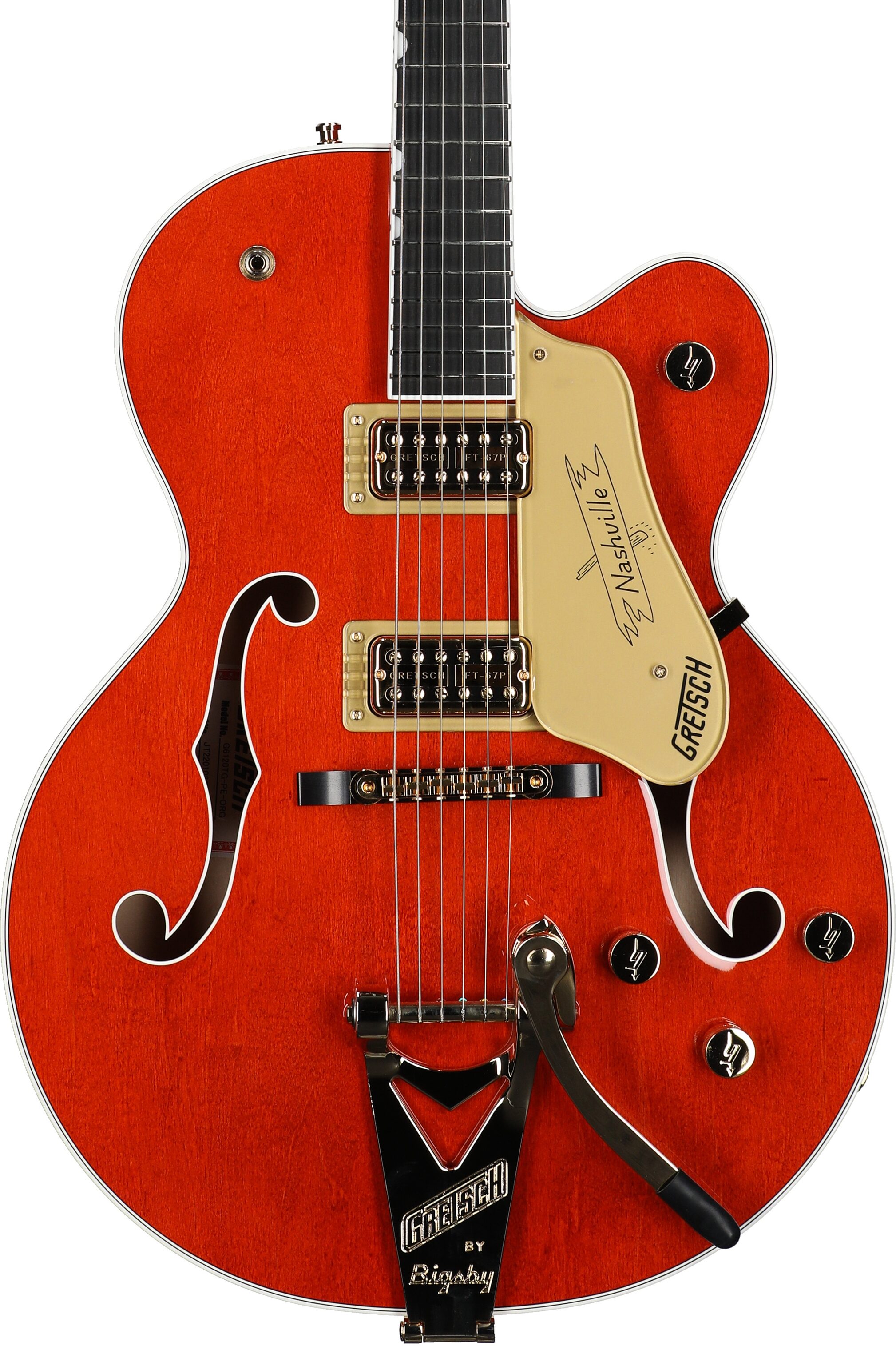 Gretsch G6120TG Players Edition Nashville Electric Guitar (with Case), Orange Stain, Body Straight Front