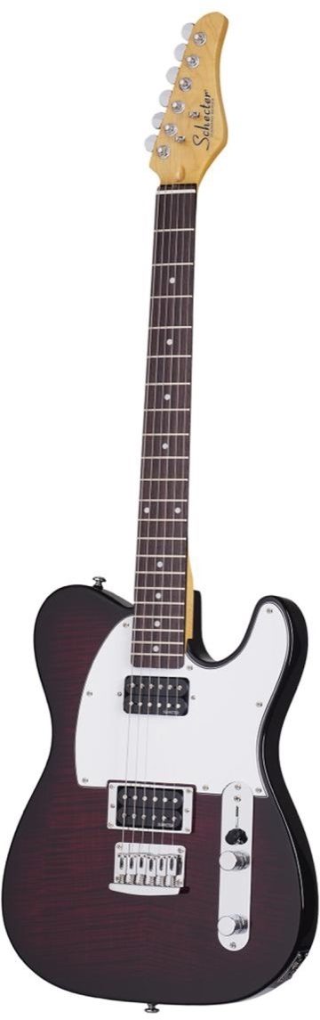 Schecter PT Custom Electric Guitar (with Case), Black Cherry Burst