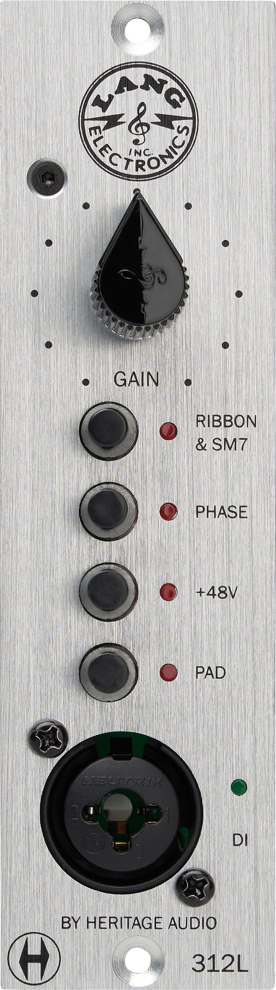 Heritage Audio LANG 312L 500-Series Microphone Preamplifier, New, Action Position Front