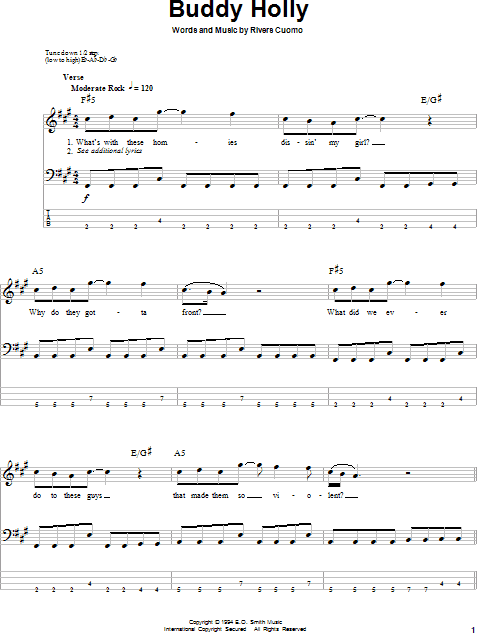 Buddy Holly Bass Tab Zzounds