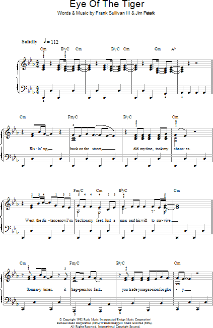 Eye Of The Tiger Sheet Music, Survivor