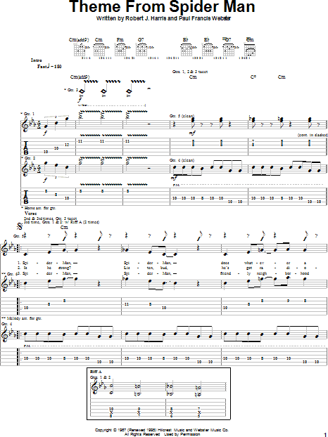 Theme From Spider-Man - Guitar TAB