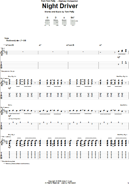 Night Driver - Guitar TAB, New, Main