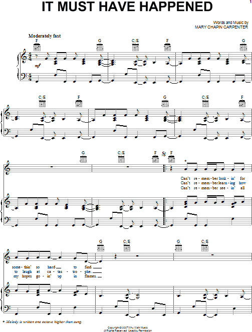 It Must Have Happened - Piano/Vocal/Guitar, New, Main