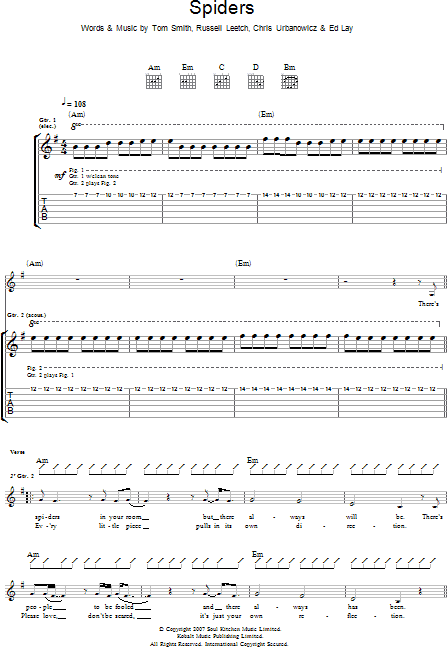 Spiders - Guitar TAB