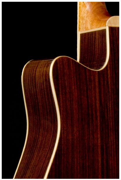 Great Divide SGD-28CE-G Dreadnought Acoustic-Electric Guitar (with Gig Bag), Body Closeup - Back--sgd-28c-g-5
