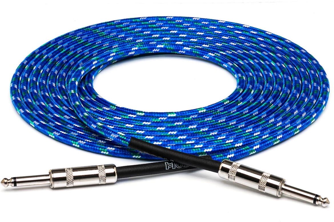 Hosa 3GT-18C Cloth Instrument Cable, Blue/Green/White, 18 foot, 3GT-18C2, Main