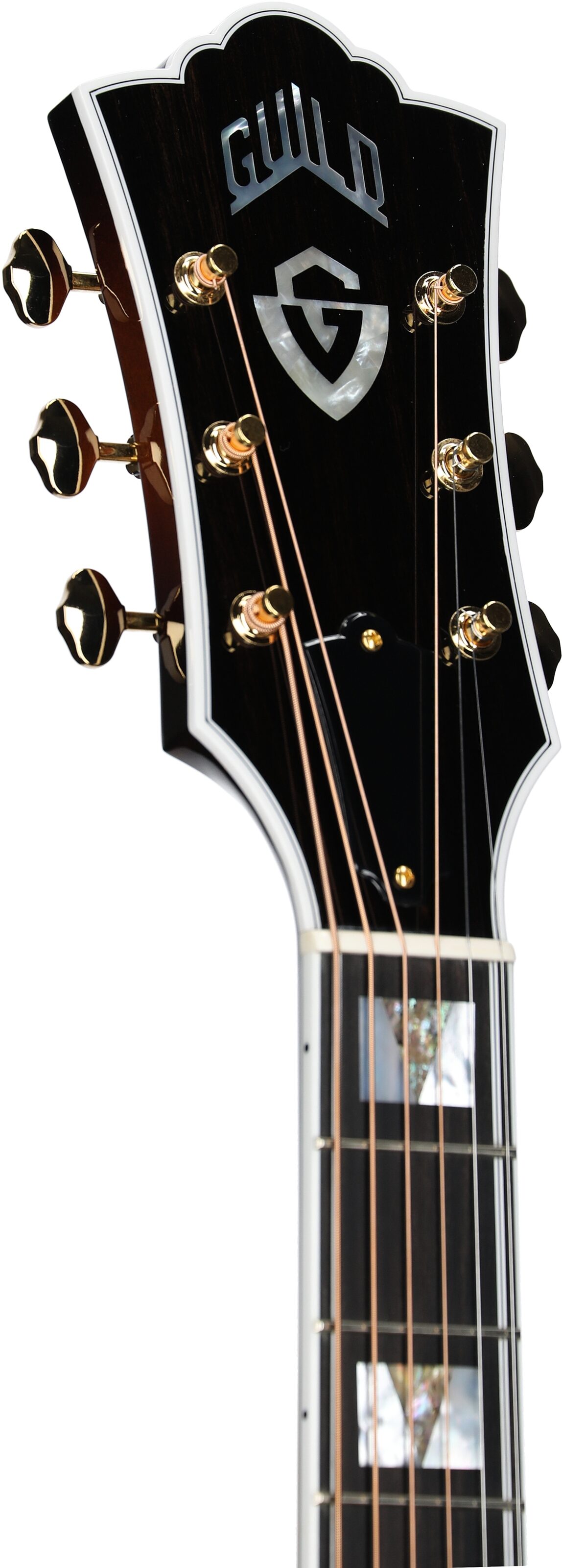 Guild F-55E Maple Jumbo Acoustic-Electric Guitar (with Case), Antique Sunburst, Serial Number C230804, Headstock Left Front