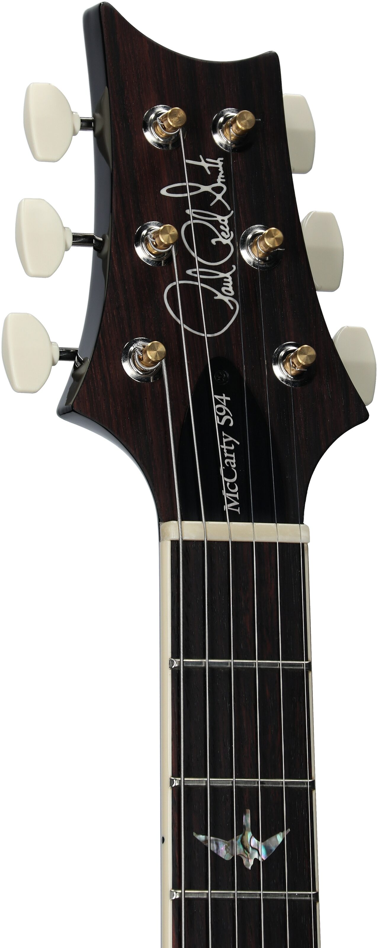 PRS Paul Reed Smith McCarty 594 Electric Guitar (with Case), Faded Blue Jean Wraparound Smoke, Serial Number 0385714, Headstock Left Front