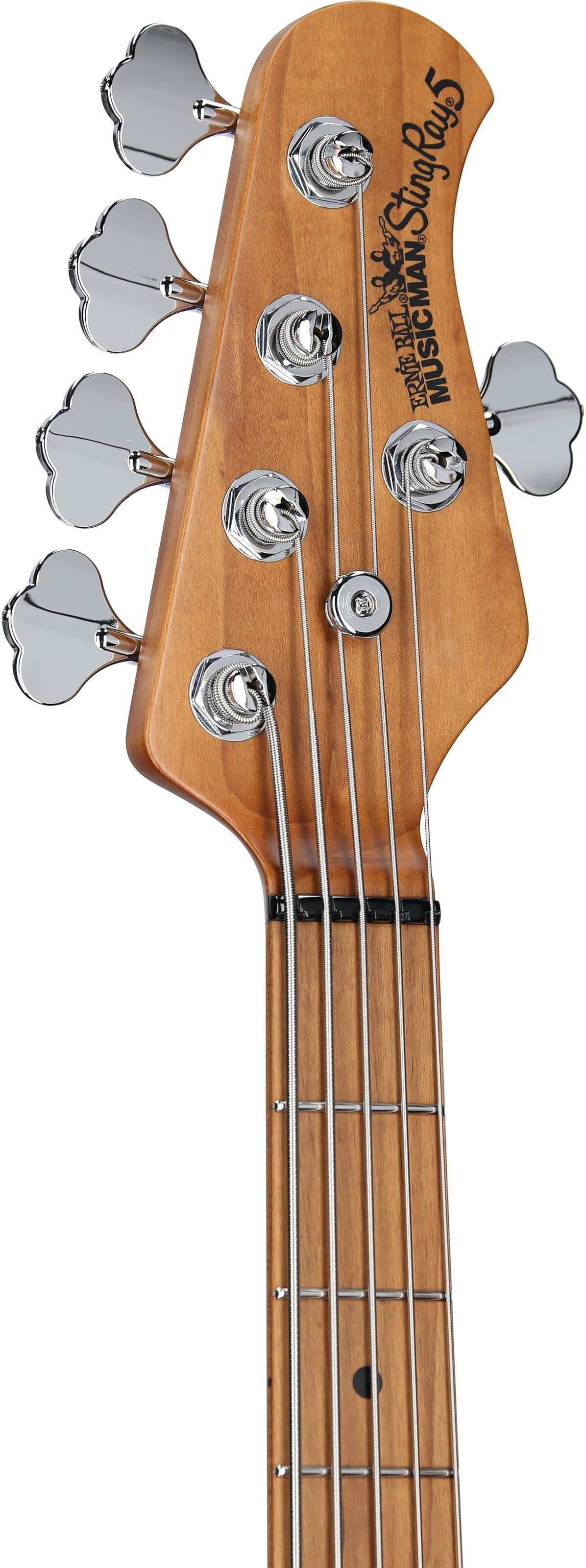 Ernie Ball Music Man StingRay 5 Special Electric Bass, 5-String (with Case), Hot Honey, Serial Number F96811, Headstock Left Front