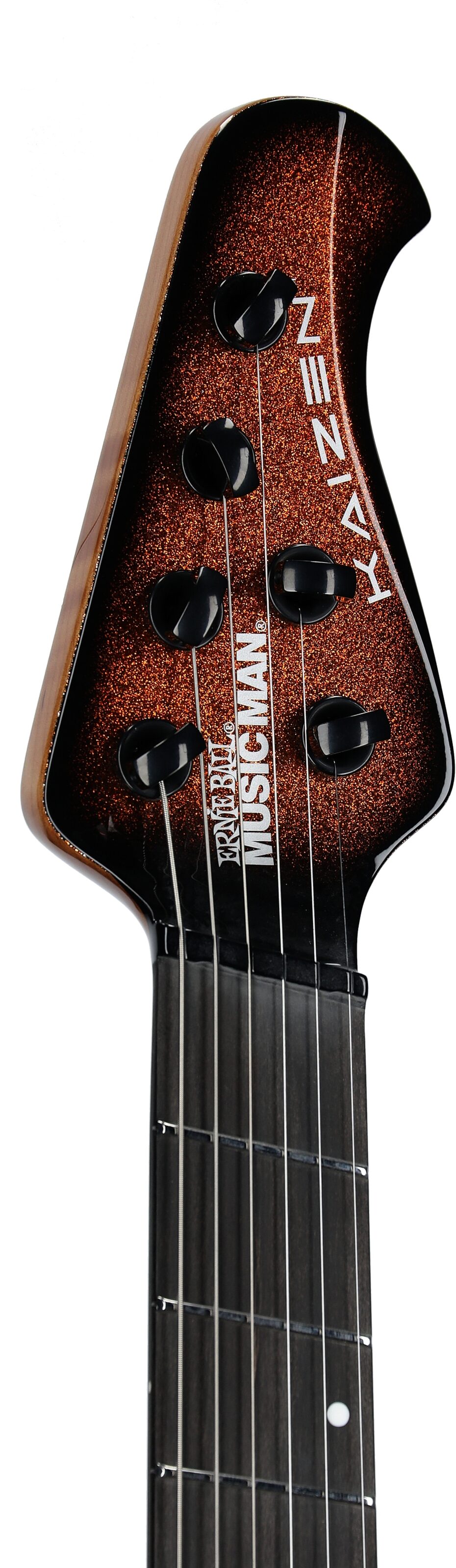 Ernie Ball Music Man Kaizen 6 Electric Guitar (with Case), Ember Burst, Serial Number S09625, Headstock Left Front