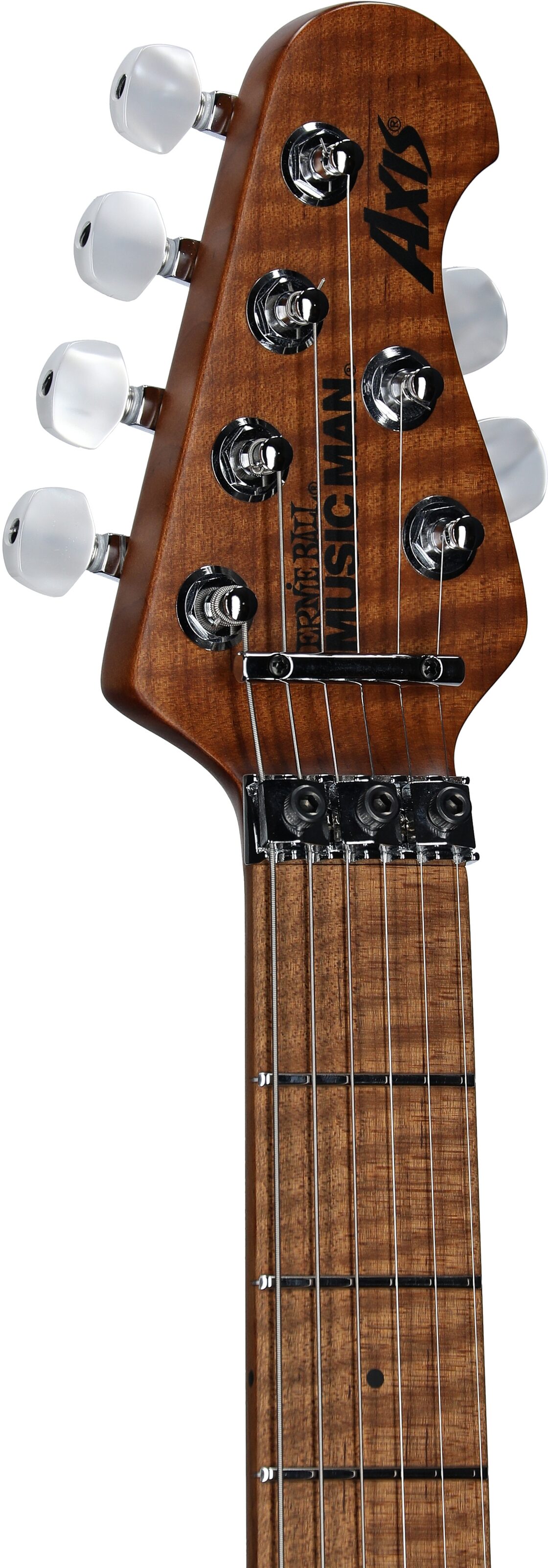 Ernie Ball Music Man Axis Electric Guitar (with Mono Gig Bag), Honey Pot Flame, with Mono Bag, Serial Number H08424, Headstock Left Front
