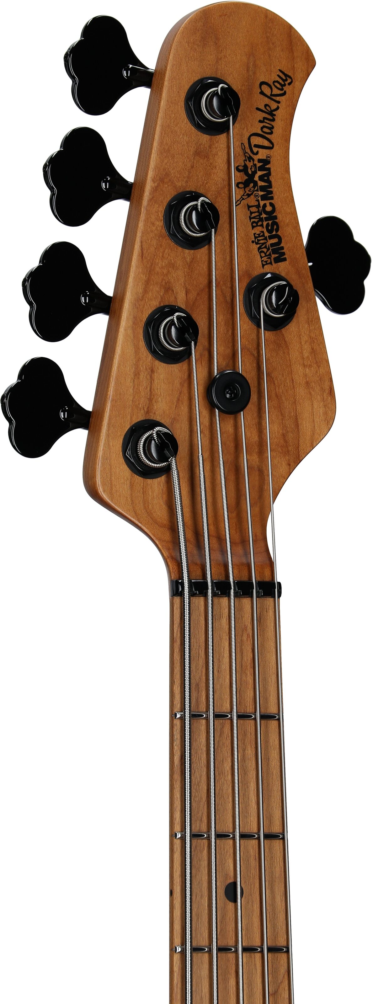 Ernie Ball Music Man DarkRay 5 Electric Bass Guitar (with Case), Gold Bar, Serial Number S11876, Headstock Left Front
