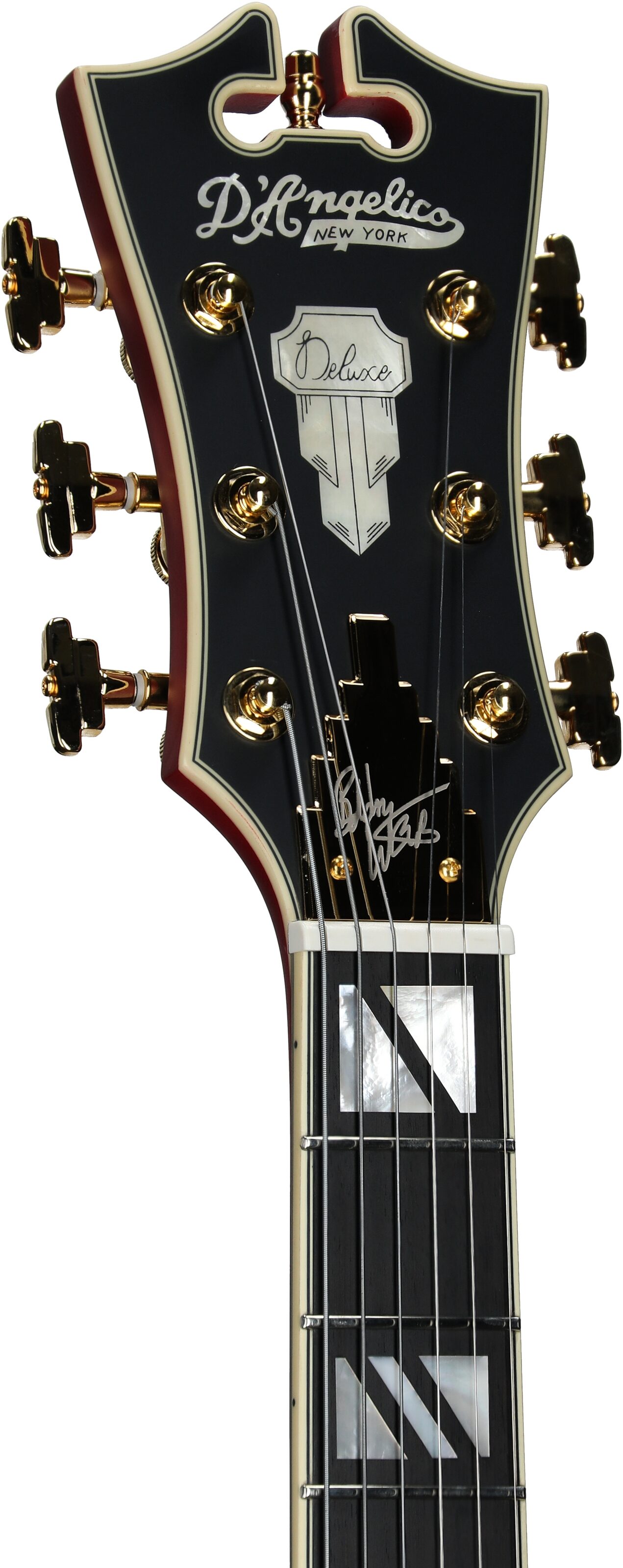 D'Angelico Deluxe Bobby Weir 3 Electric Guitar, Satin Transparent Wine, Serial Number W2401383, Headstock Left Front