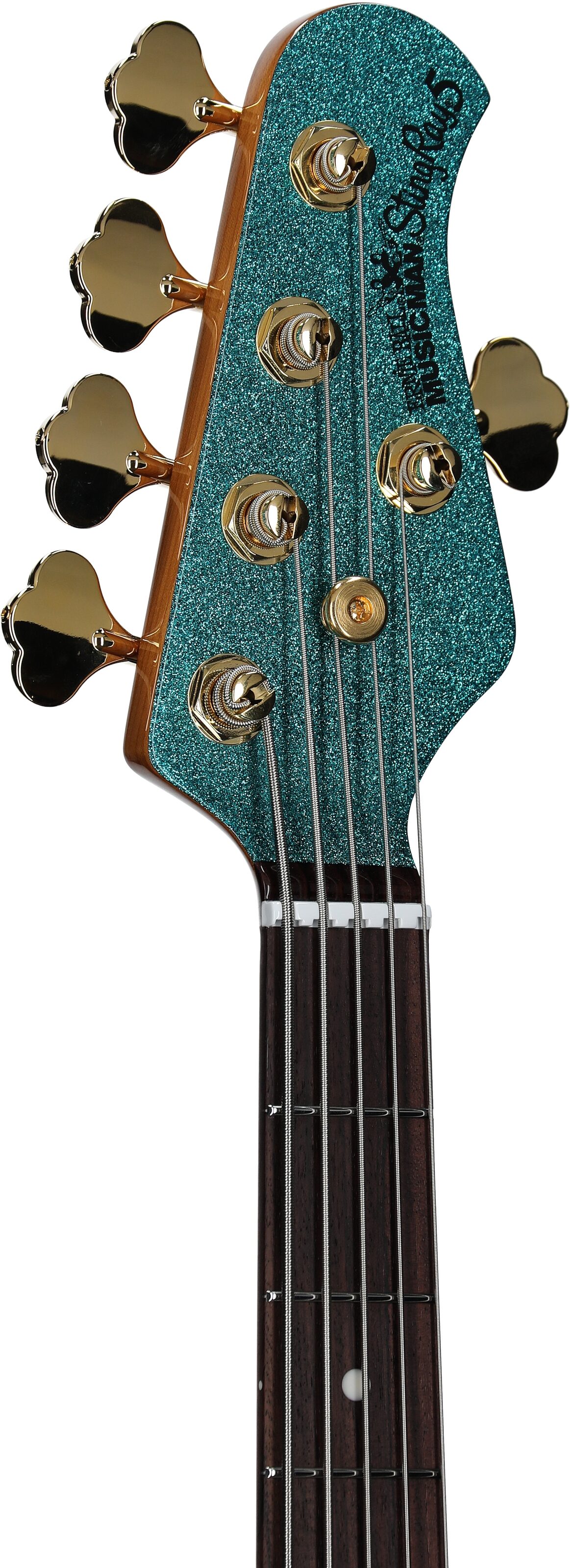 Ernie Ball Music Man StingRay 5 Special HH Electric Bass (with Case), Ocean Sparkle, Serial Number K06442, Headstock Left Front