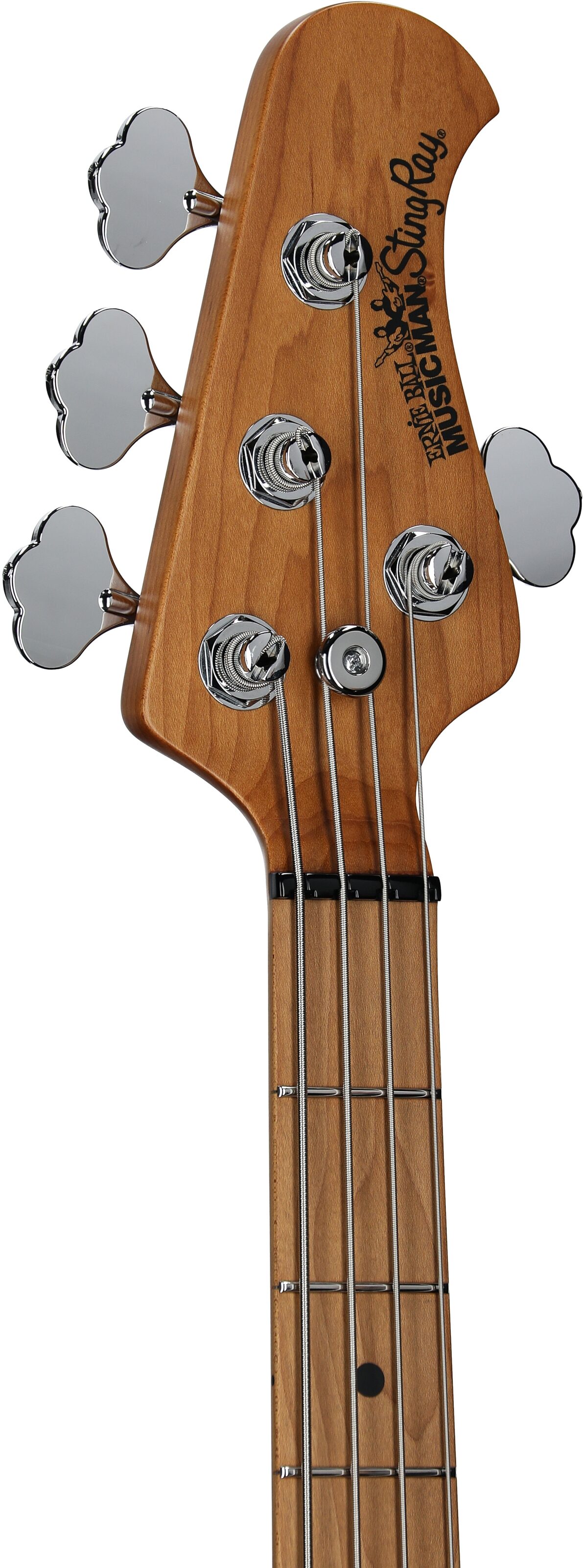 Ernie Ball Music Man StingRay Special HH Electric Bass (with Case), Hot Honey, Serial Number K06297, Headstock Left Front