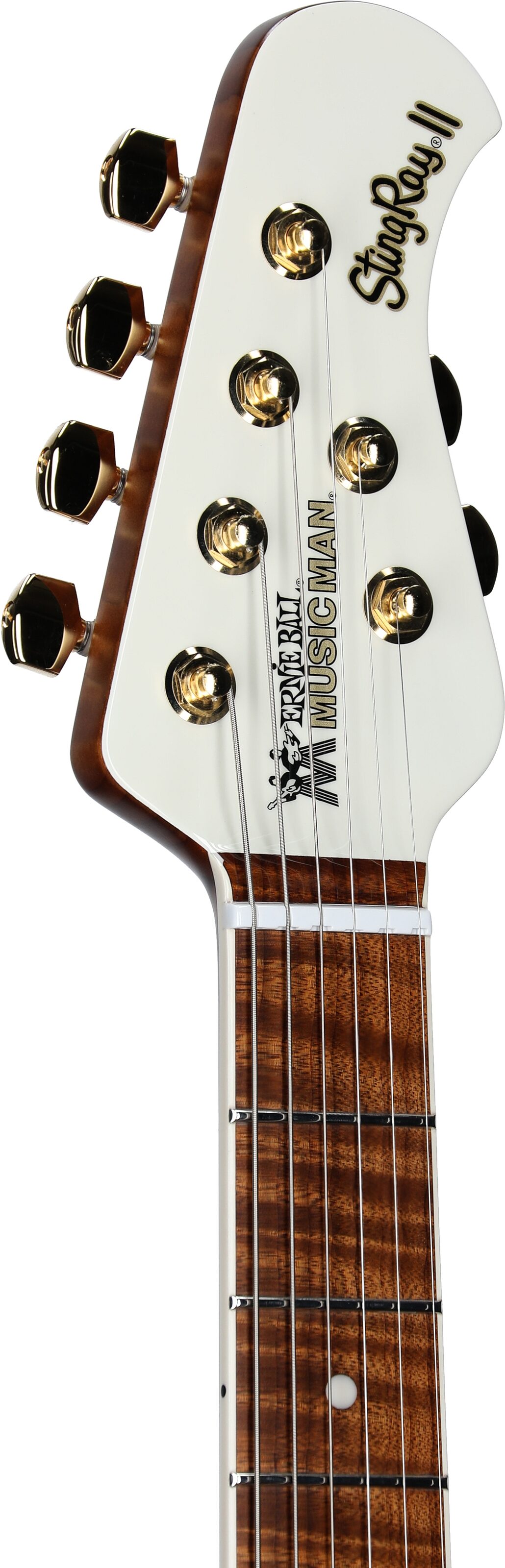 Ernie Ball Music Man StingRay II Cory Wong Deluxe Electric Guitar, Pearl White, Serial Number S12049, Headstock Left Front