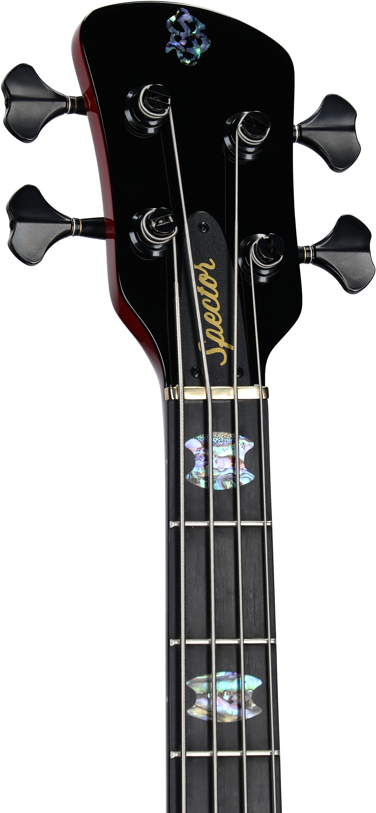 Spector Euro 4 Custom Electric Bass (with Gig Bag), Natural Red Burst Gloss, Serial Number NB22758, Headstock Left Front