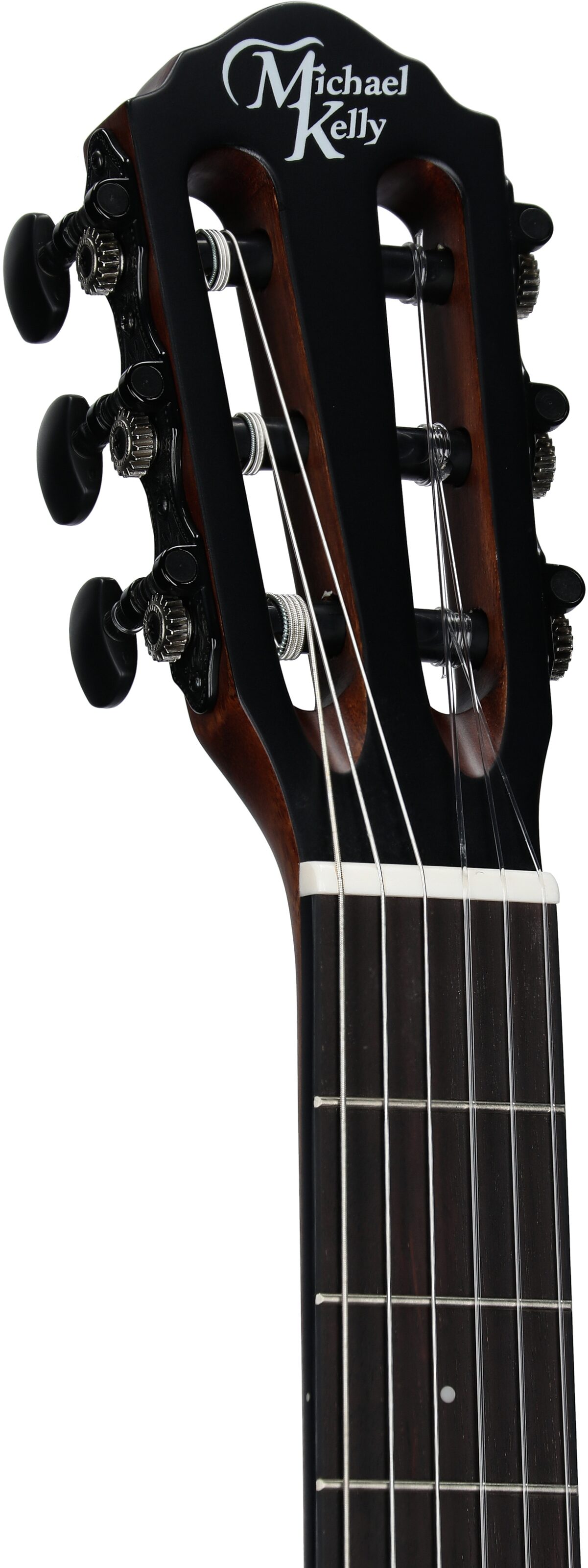 Michael Kelly Forte Port Nylon Classical Acoustic-Electric Guitar, Java Ebony, Headstock Left Front