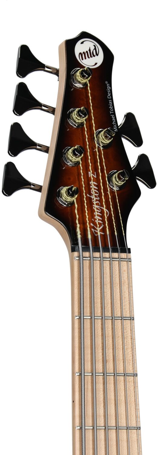 MTD Kingston Z6MP Electric Bass, 6-String (with Maple Fingerboard), Tobacco Sunburst, Headstock Left Front