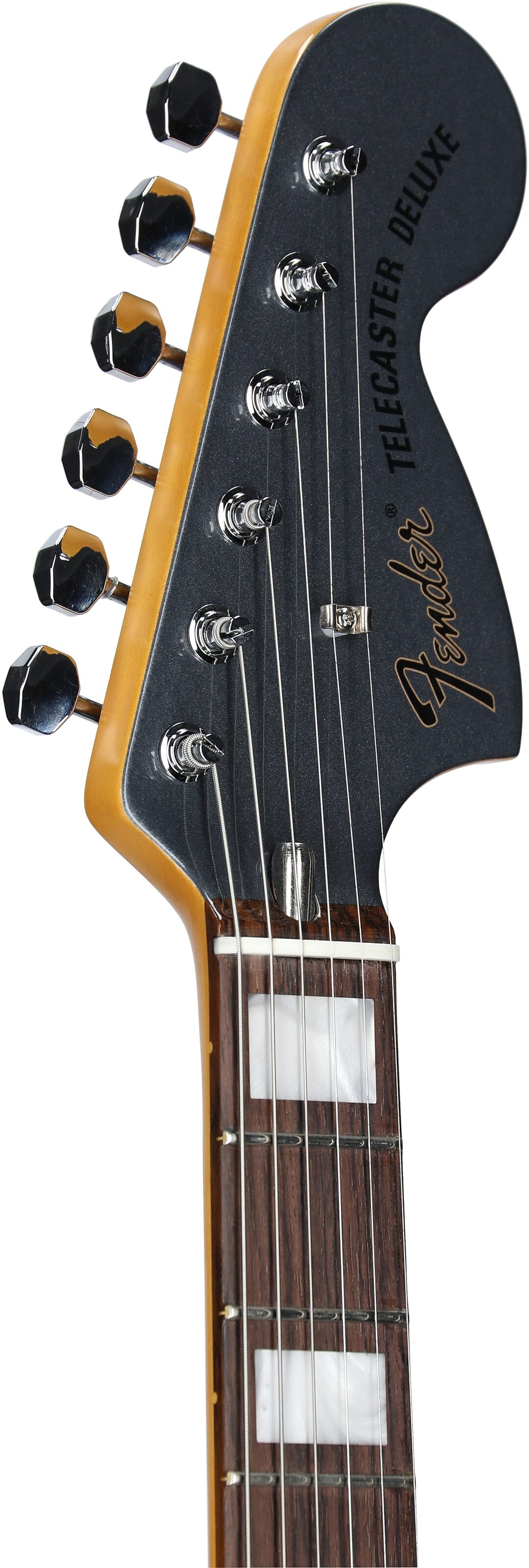 Fender Chris Shiflett Cleaver Telecaster Deluxe Electric Guitar (with Case), Charcoal, Headstock Left Front