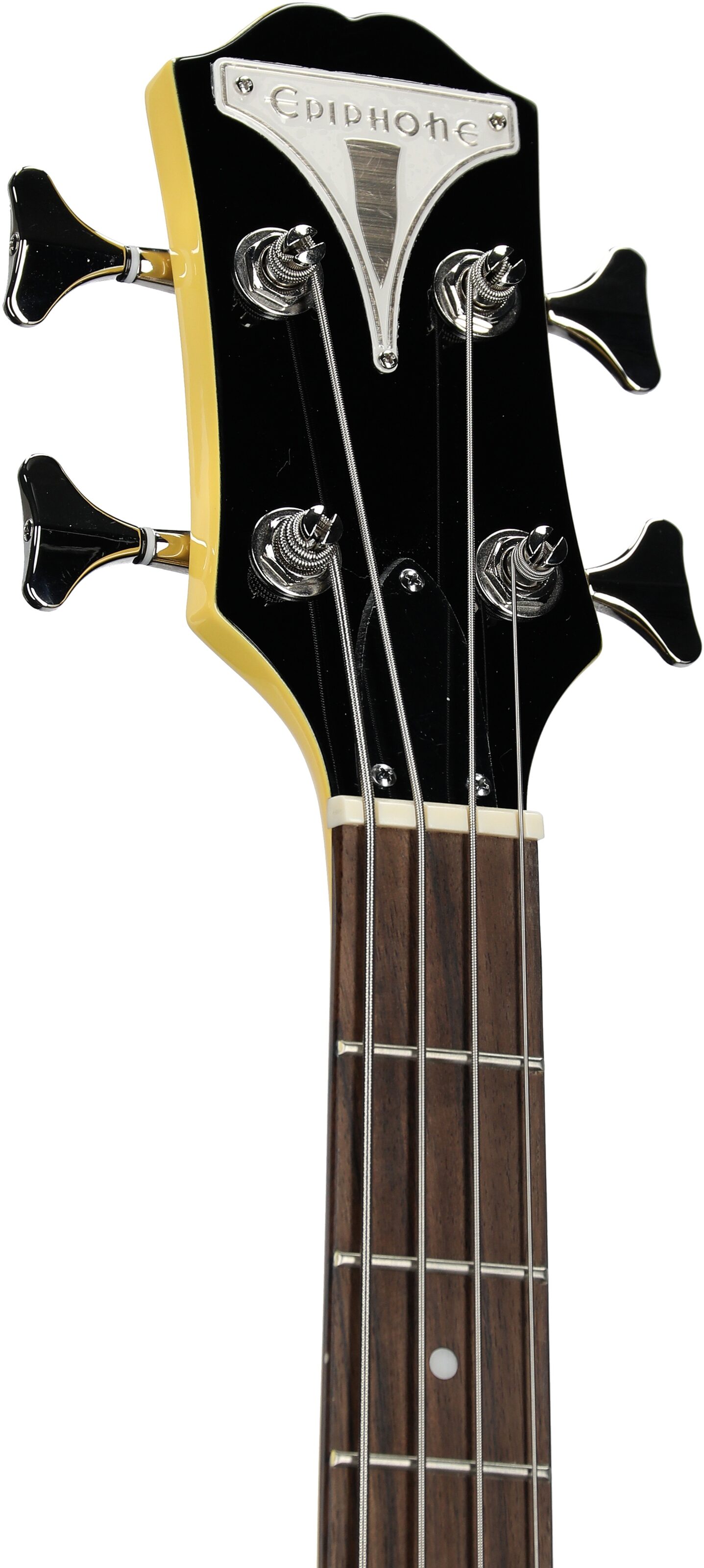 Epiphone Newport Bass Guitar, Sunset Yellow, Headstock Left Front