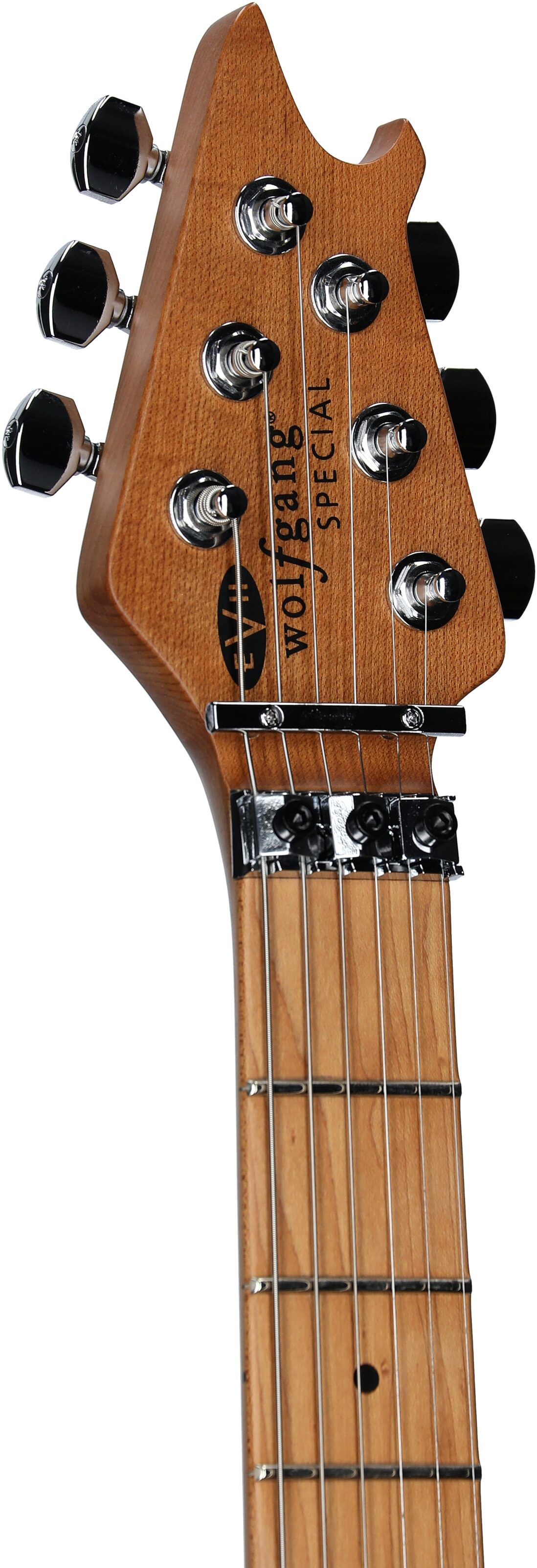 EVH Eddie Van Halen Wolfgang Special Quilted Maple Electric Guitar, Tiger Eye Glow, Headstock Left Front