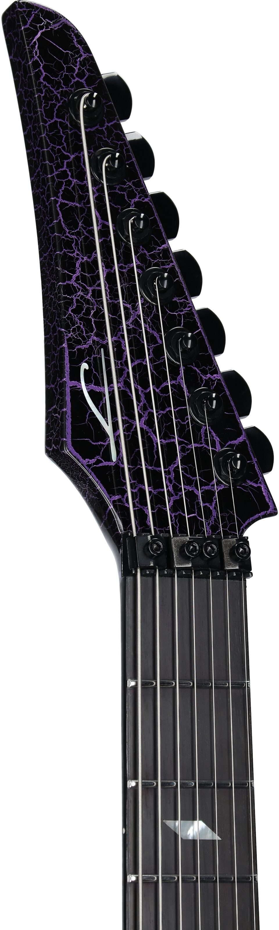 Legator Ninja 7 Floyd Rose Electric Guitar, 7-String, Purple Crackle, Headstock Left Front