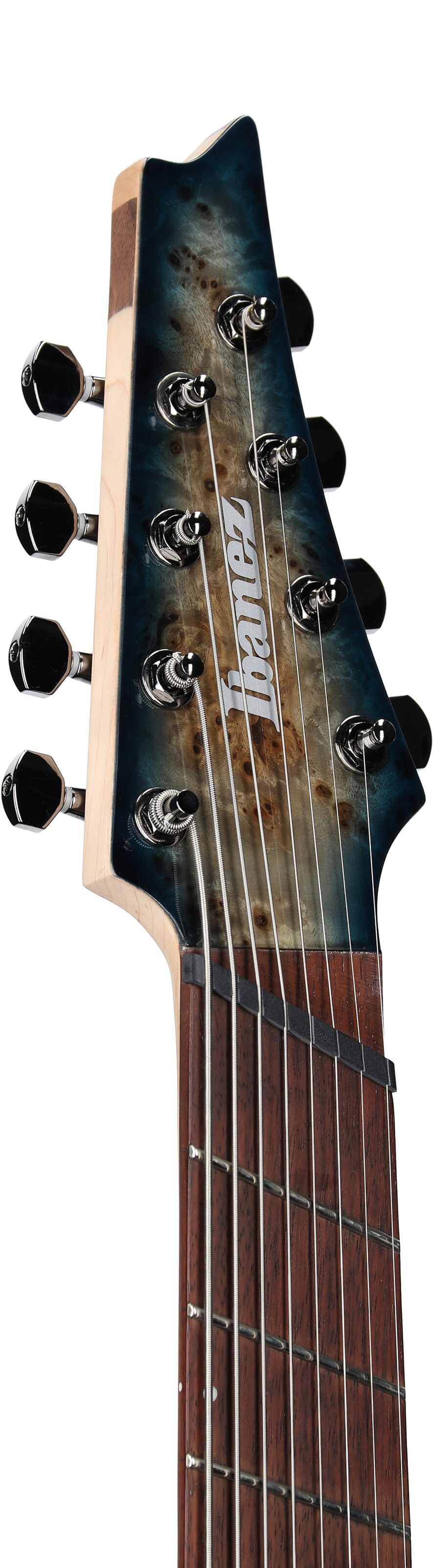 Ibanez RGMS8PB Multi-scale Electric Guitar, 8-String, Cosmic Blue Sunburst, Headstock Left Front