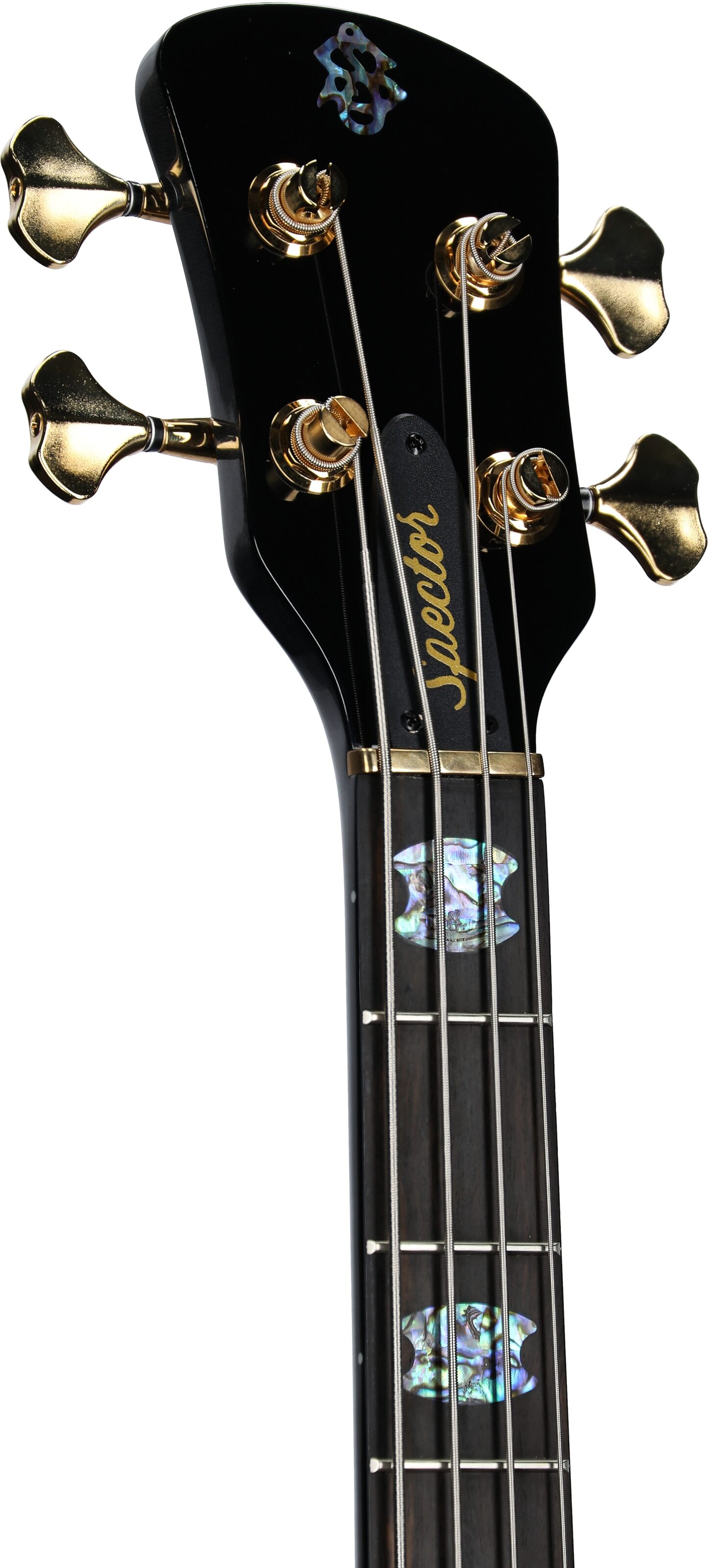 Spector Euro 4 Custom Electric Bass (with Gig Bag), Natural Black Burst, Headstock Left Front