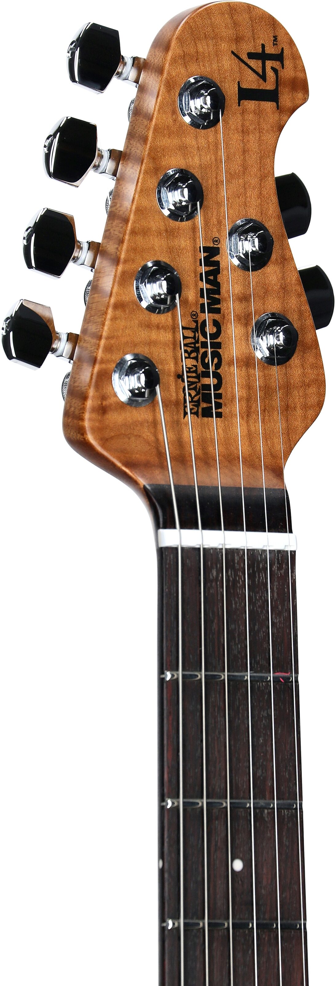 Ernie Ball Music Man Luke 4 HH Electric Guitar, with Rosewood Fingerboard, Butane Blue, Headstock Left Front