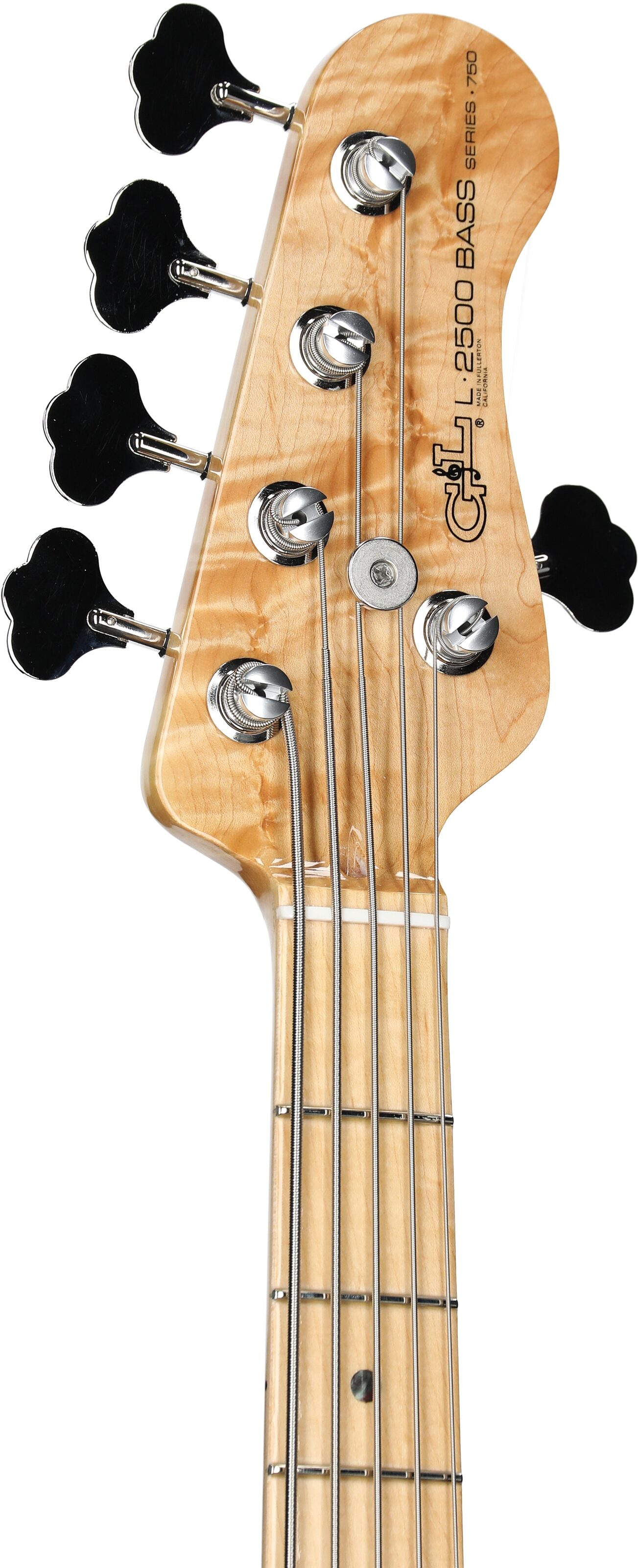 G&L CLF Research L-2500 Bass Guitar (with Case), Blueburst, Headstock Left Front