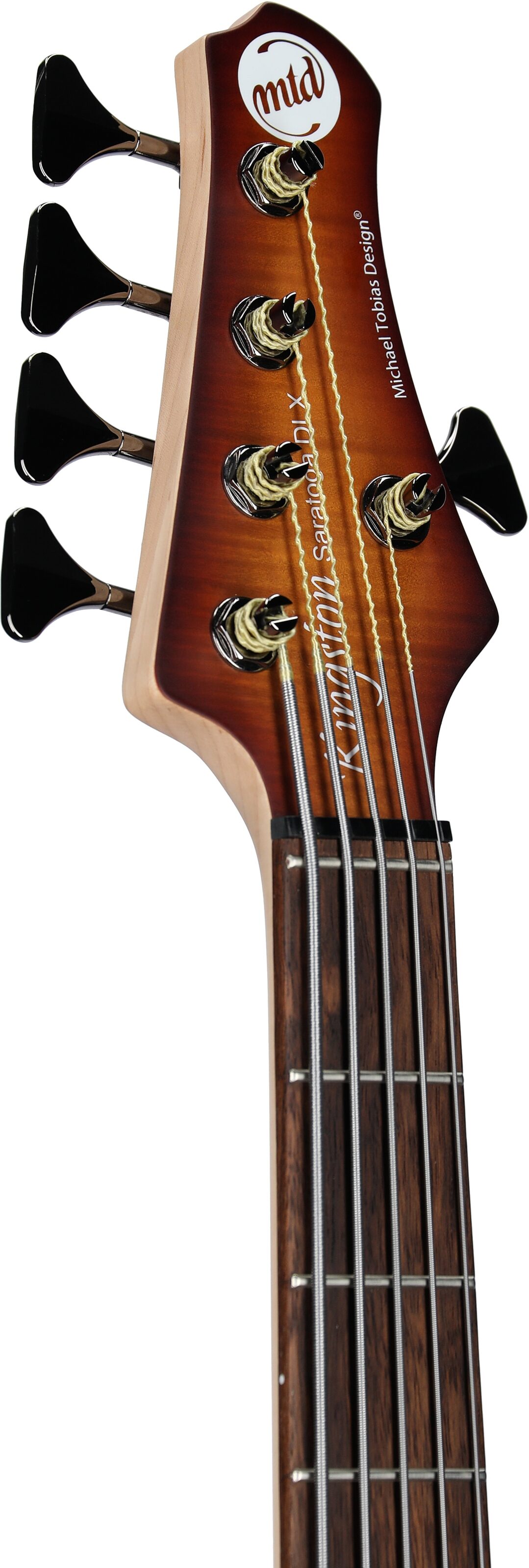 MTD Kingston Saratoga DLX 5 Electric Bass, 5-String (with Laurel Fingerboard), Deep Cherry Burst, Headstock Left Front