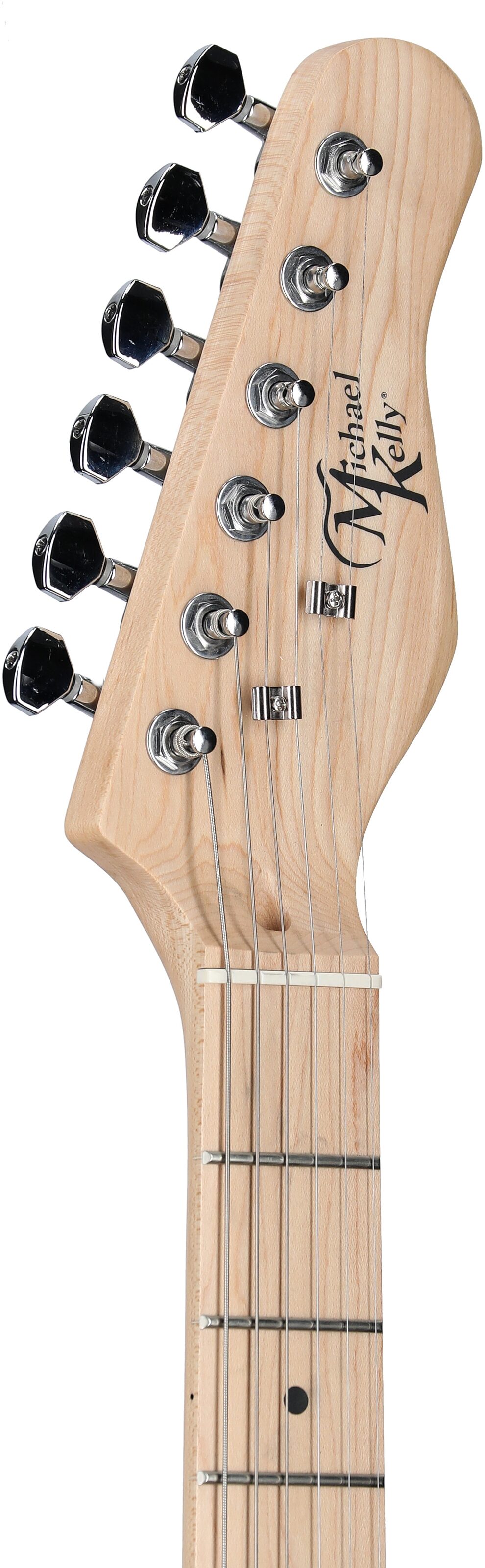 Michael Kelly Triple '50s Electric Guitar, Ebony Fingerboard, Gloss White, Headstock Left Front