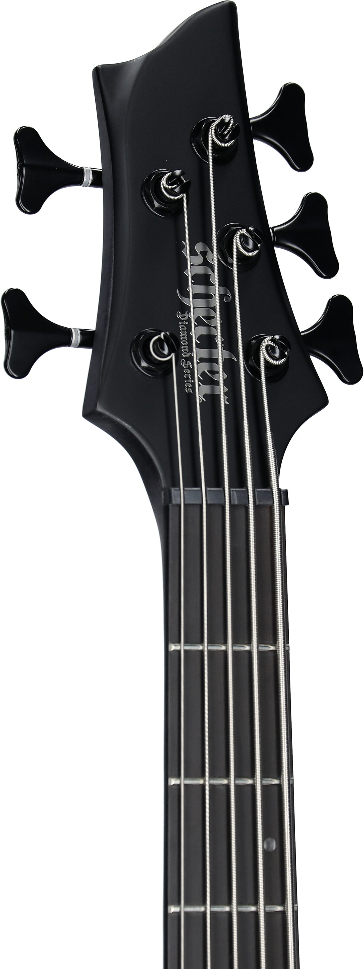 Schecter Stiletto Stealth-5 Pro Electric Bass, Left-Handed, Satin Black, Headstock Left Front