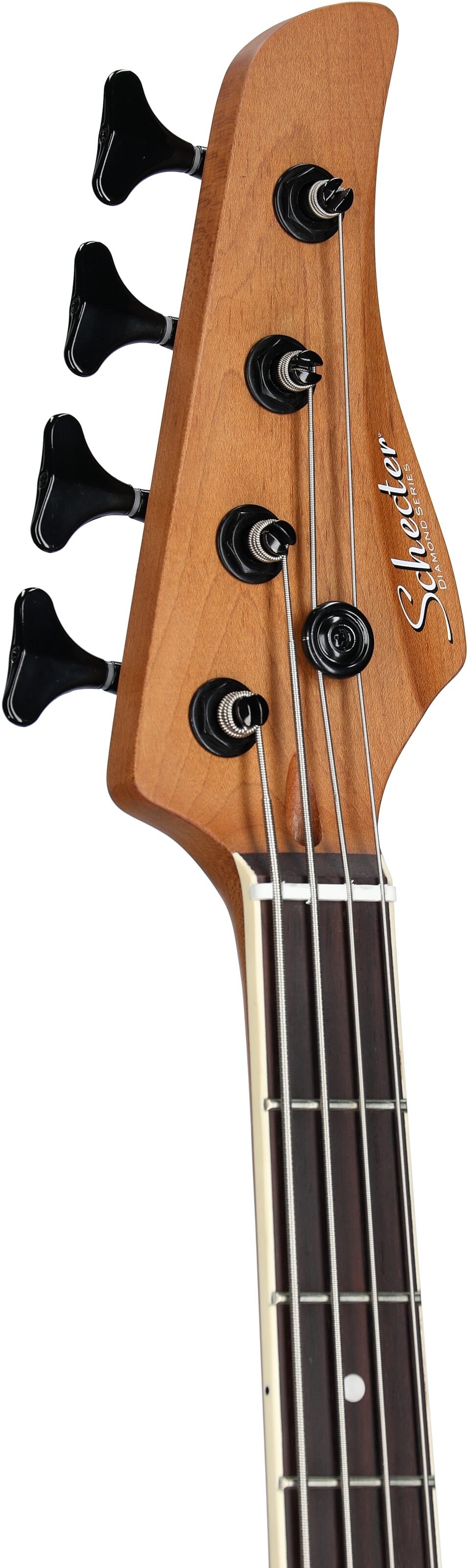 Schecter C-4 Standard Electric Bass, Charcoal Satin, Headstock Left Front