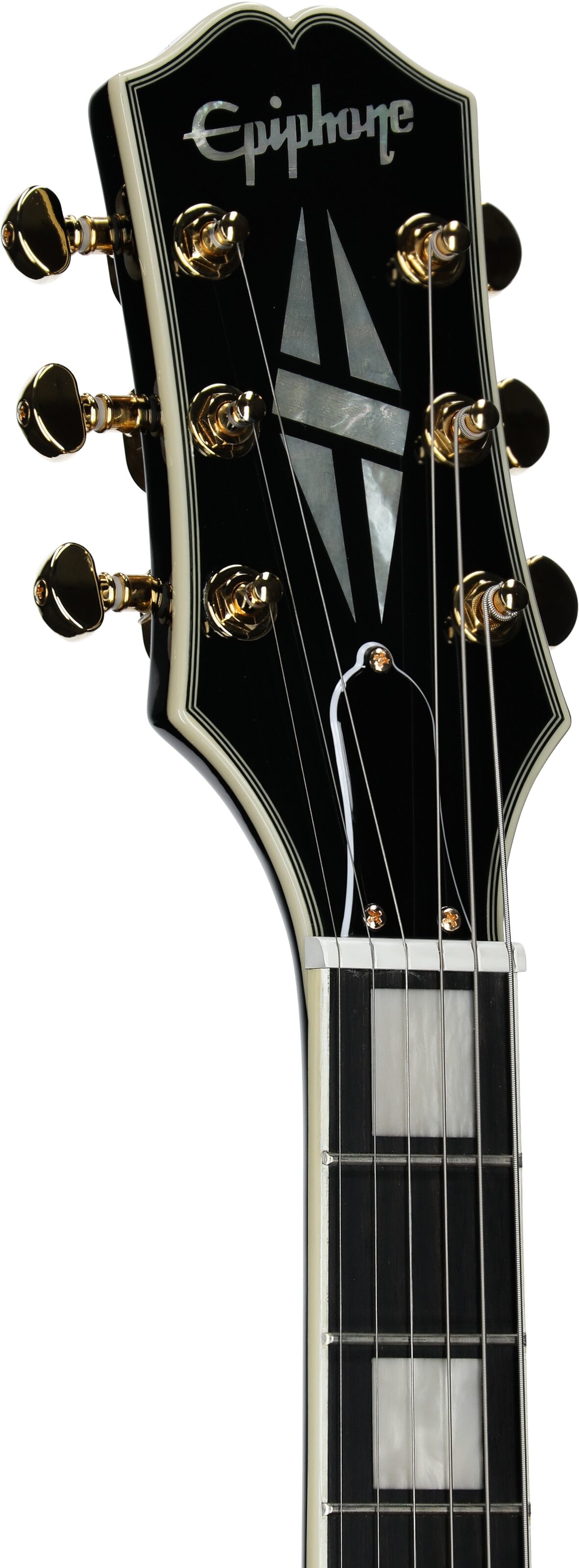 Epiphone Inspired by Gibson SG Custom Electric Guitar, Left-Handed (with Gig Bag), Ebony, Headstock Left Front