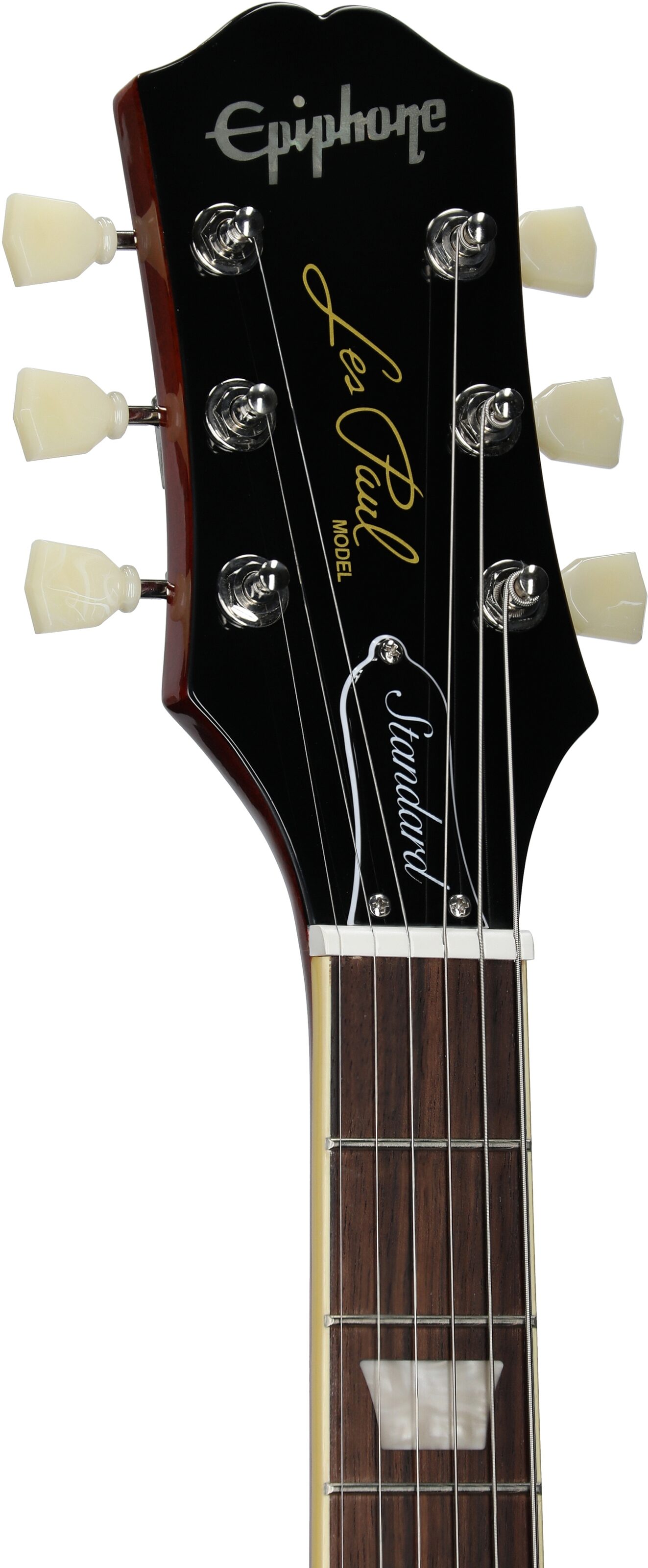 Epiphone Inspired by Gibson Les Paul Standard Electric Guitar, Left-Handed (with Gig Bag), Washed Cherry Sunburst, Headstock Left Front