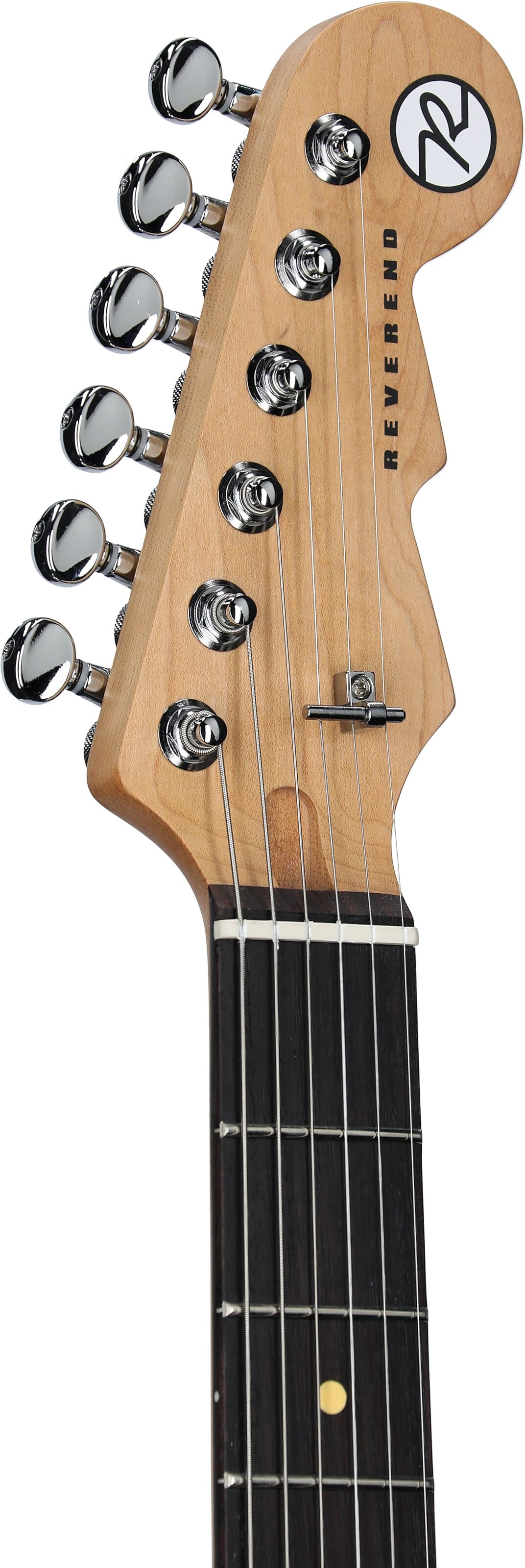 Reverend Charger 290 Electric Guitar, Metallic Alpine, Rosewood Fretboard, Headstock Left Front