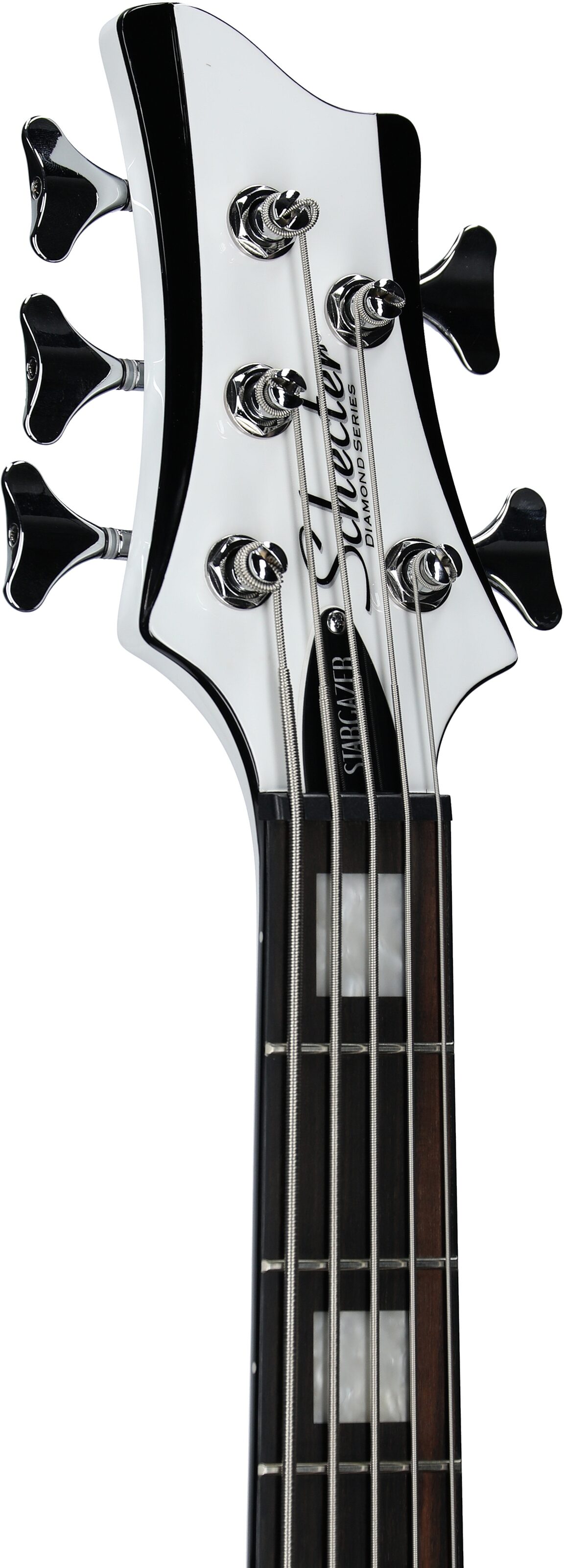 Schecter Stargazer 5 Electric Bass, Gloss White, Headstock Left Front