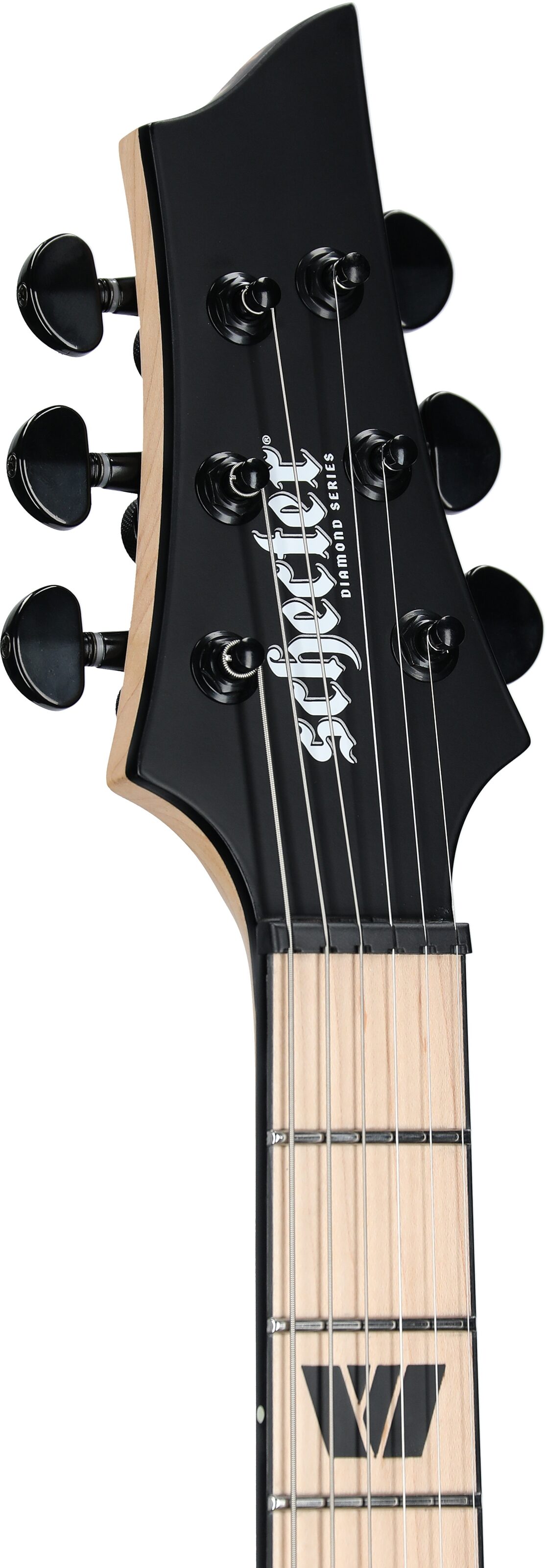 Schecter C1 SLS Custom Electric Guitar, Satin Black, Headstock Left Front