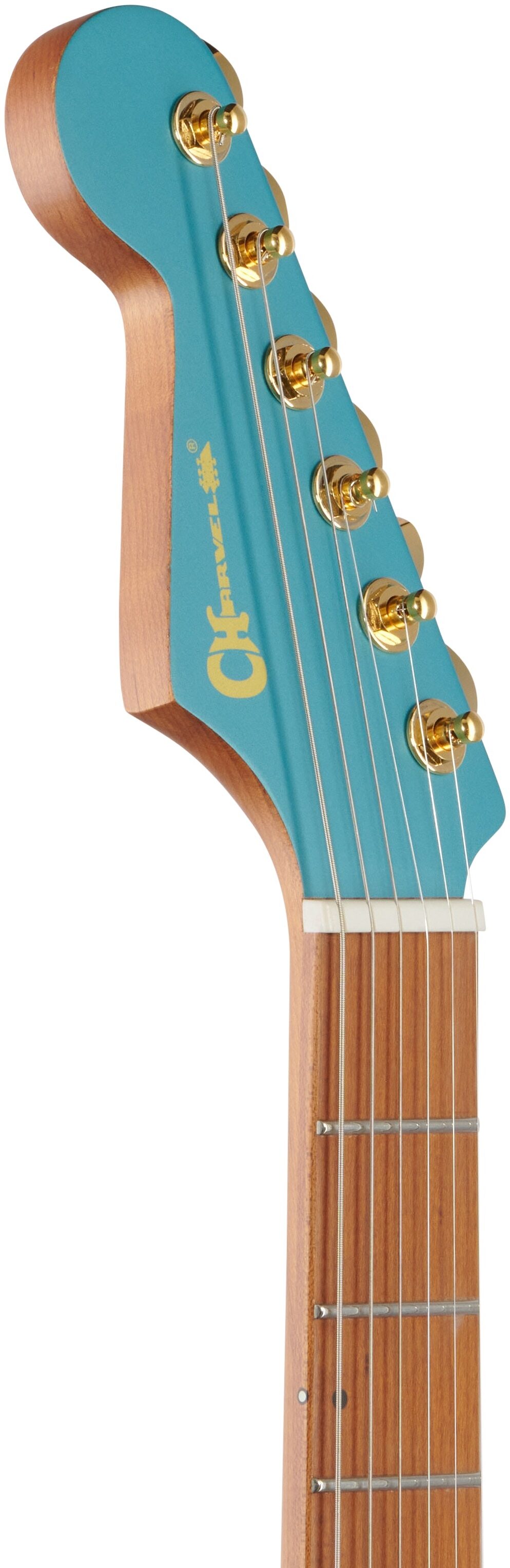 Charvel Angel Vivaldi DK24 Nova Electric Guitar, Aqua Firemist, Headstock Left Front