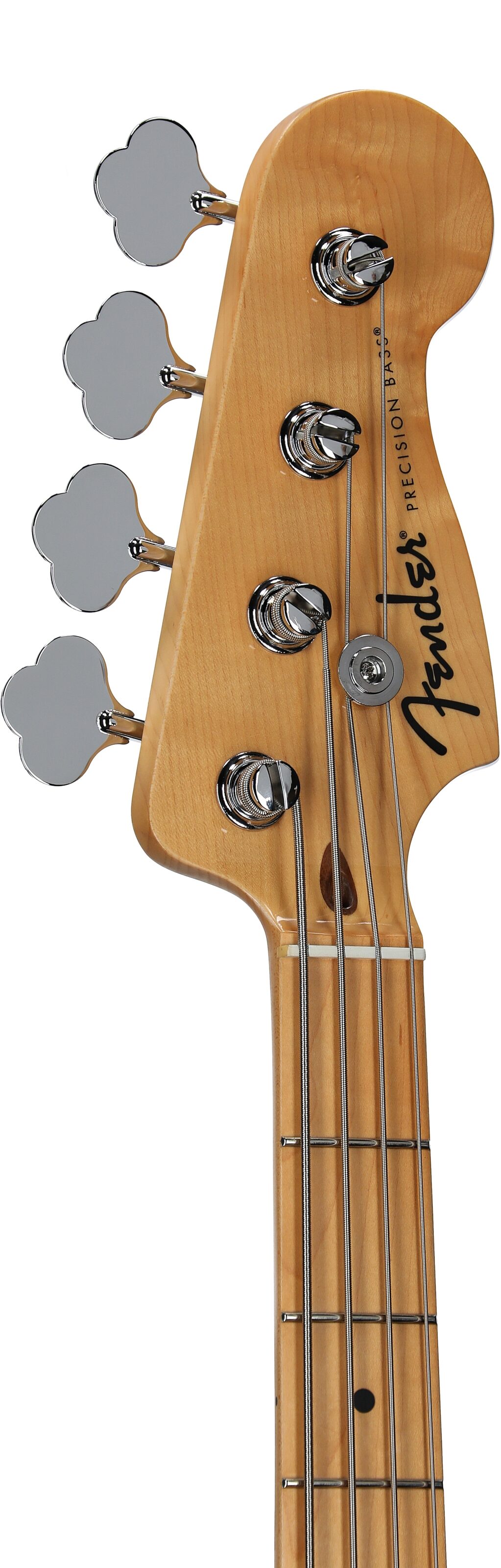Fender Standard Precision Bass Guitar, Maple Fingerboard, Olympic White, Headstock Left Front