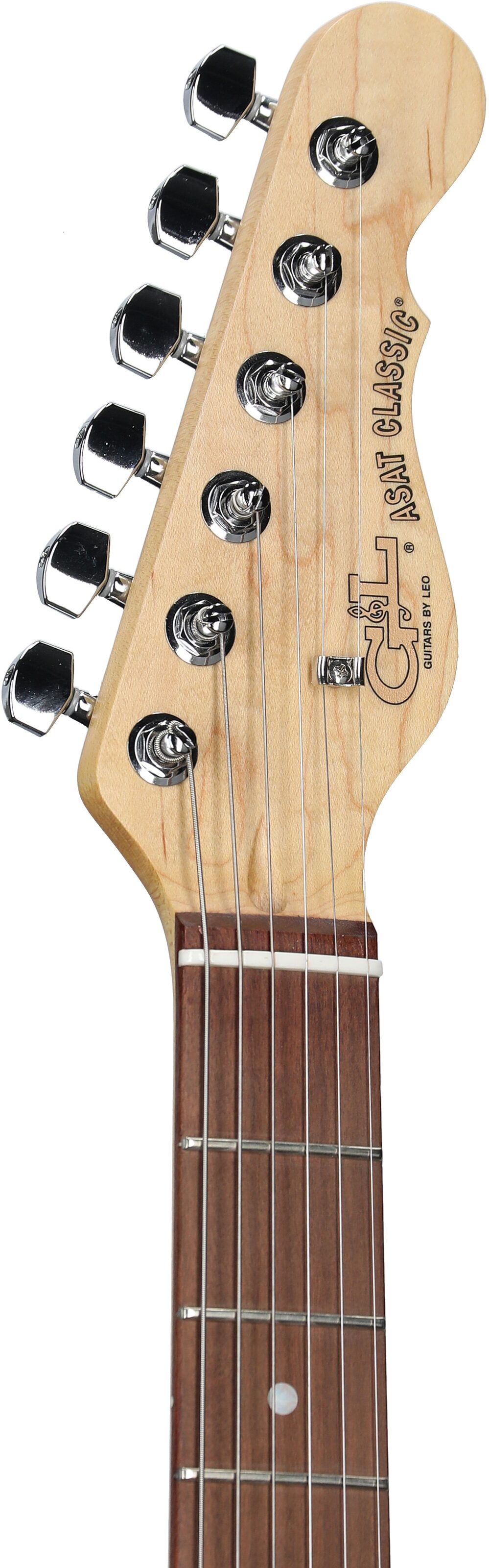 G&L Fullerton Deluxe ASAT Classic Bluesboy Electric Guitar (with Gig Bag), Matcha Tea, Headstock Left Front
