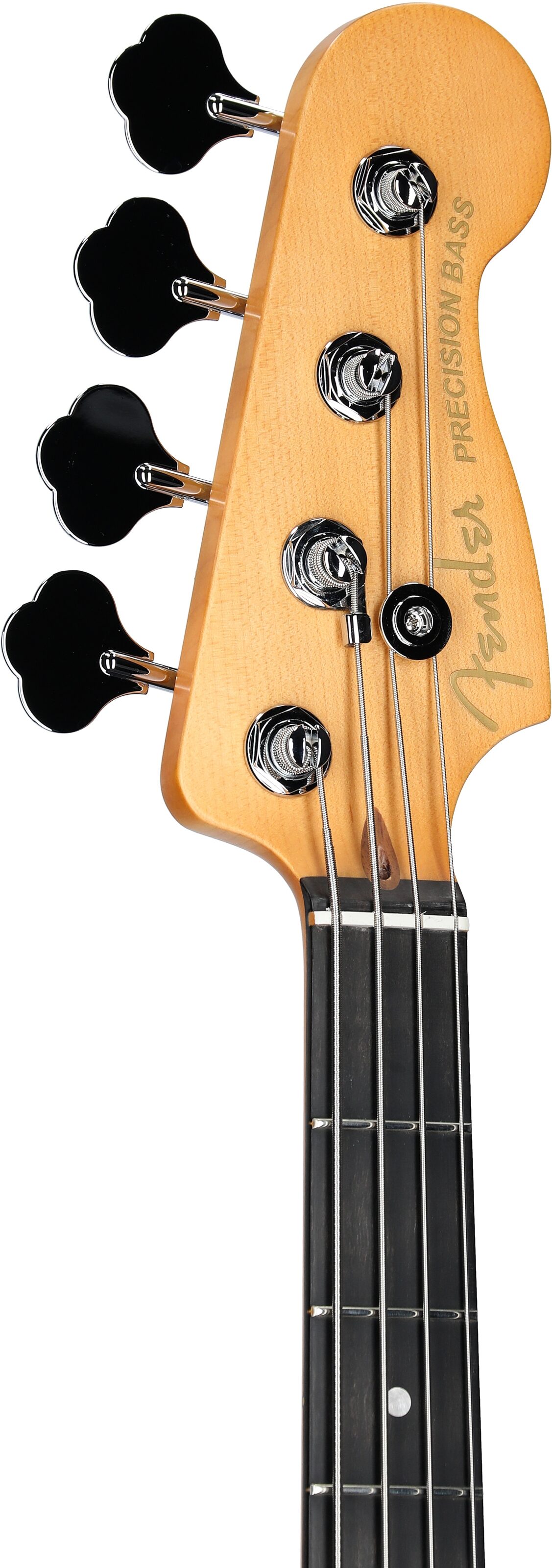Fender American Ultra II Precision Electric Bass, Ebony Fingerboard (with Case), Texas Tea, Headstock Left Front