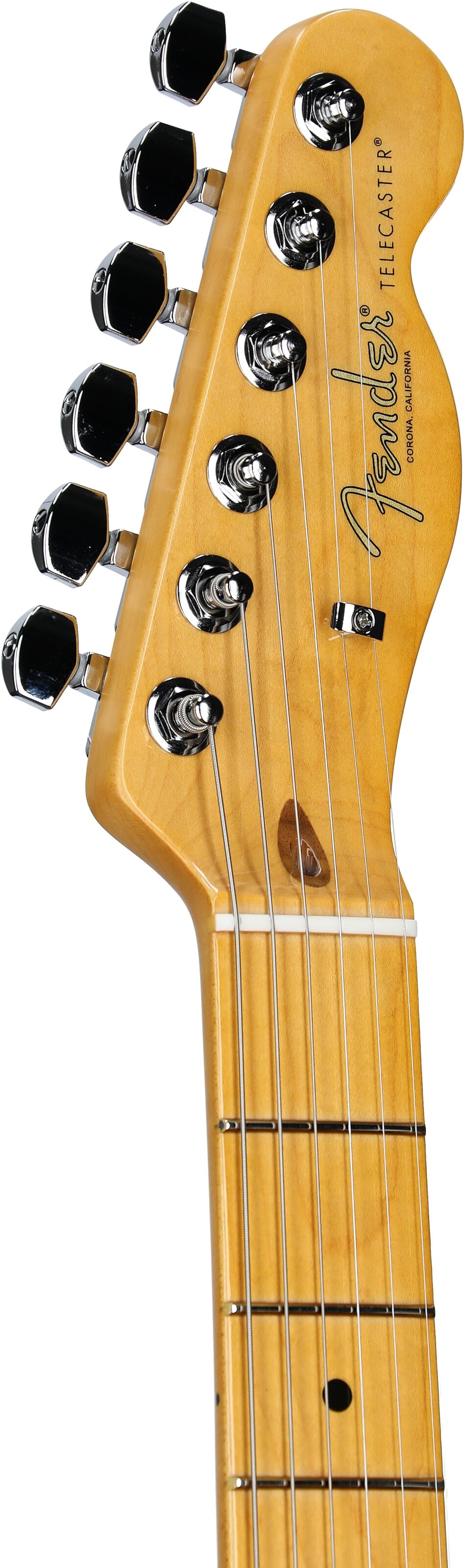 Fender Limited Edition American Pro II Telecaster Thinline Electric Guitar (with Case), Transparent Surf Green, Headstock Left Front