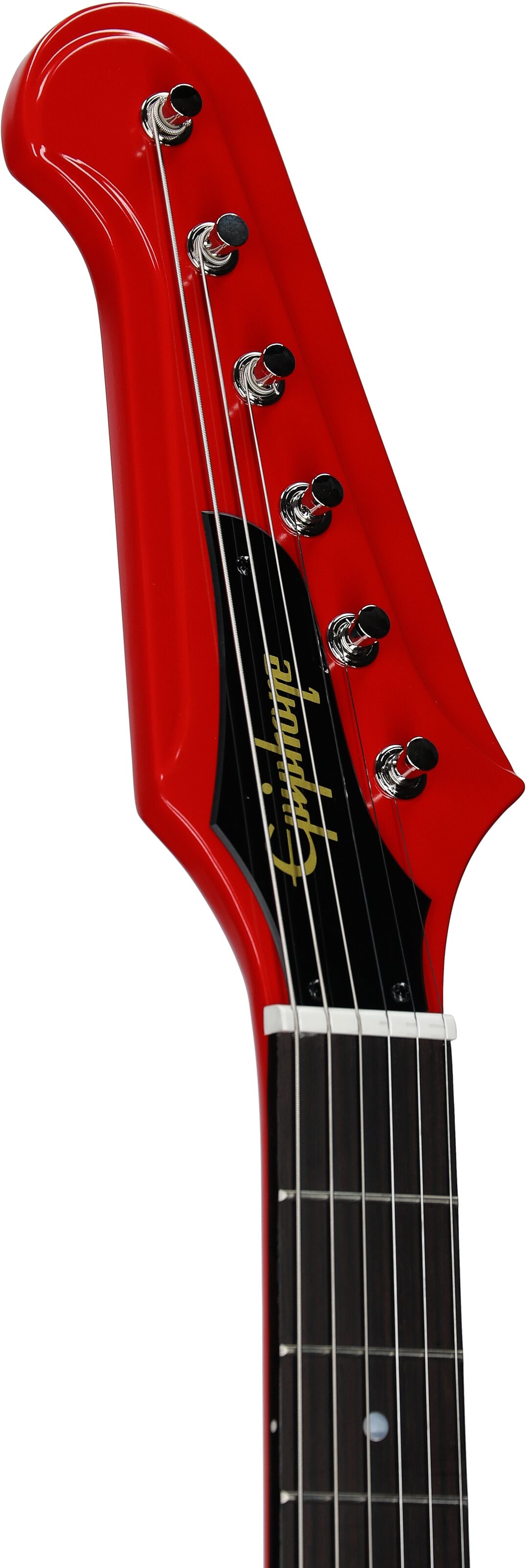 Epiphone Inspired by Gibson Custom 1963 Firebird I Reissue Electric Guitar (with Case), Cardinal Red, Headstock Left Front