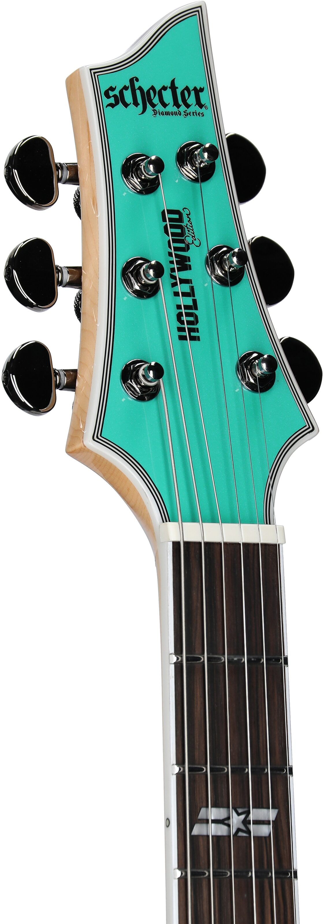Schecter C1 SLS Custom Electric Guitar, Hollywood Glacier Metallic, Headstock Left Front