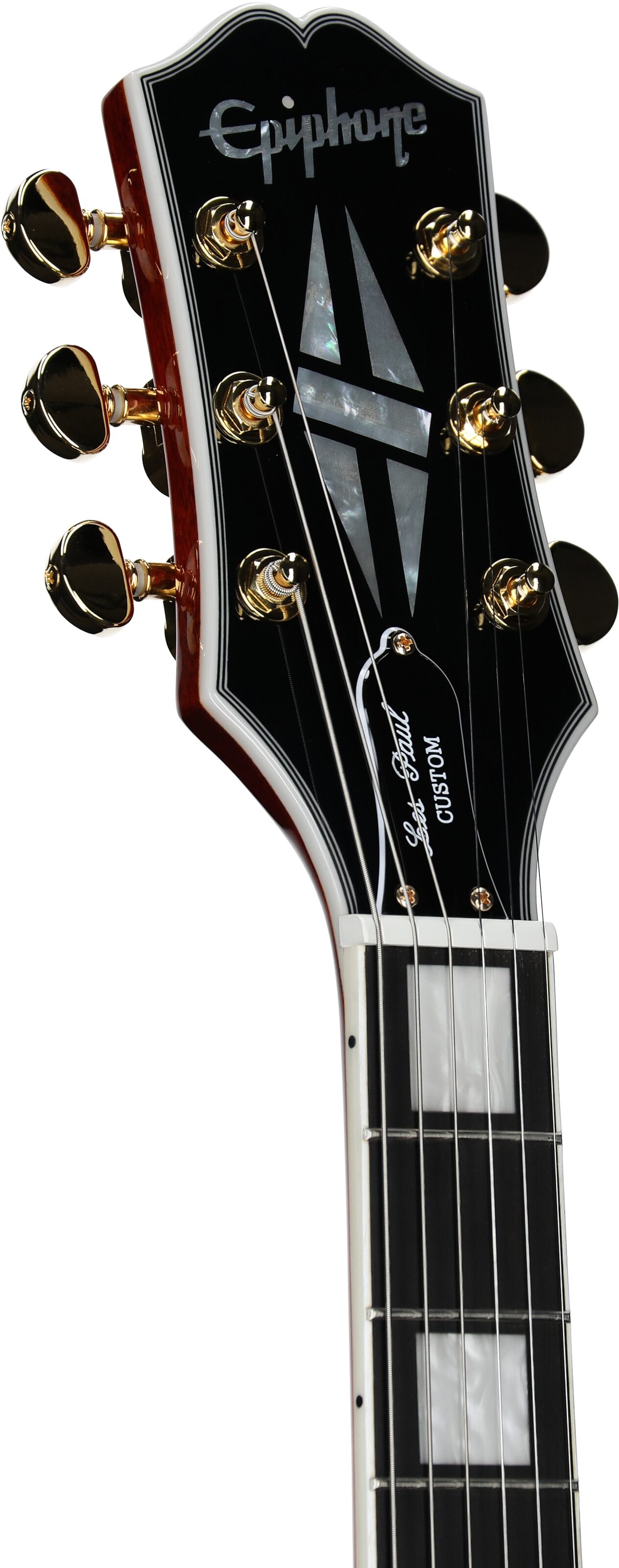 Epiphone Exclusive Les Paul Custom AAA Quilt Top Electric Guitar (with Gig Bag), Ice Tea, Headstock Left Front