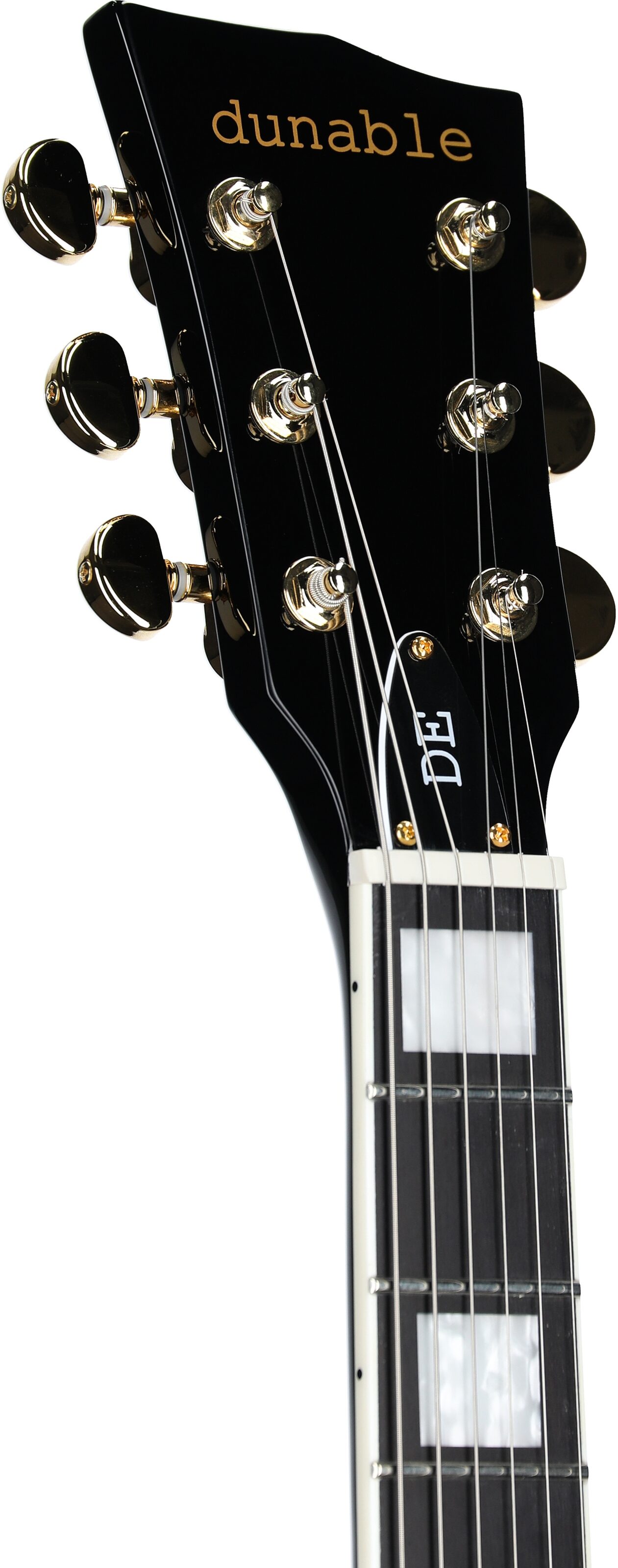 Dunable DE Yeti Electric Guitar (with Gig Bag), Gloss Black, Headstock Left Front
